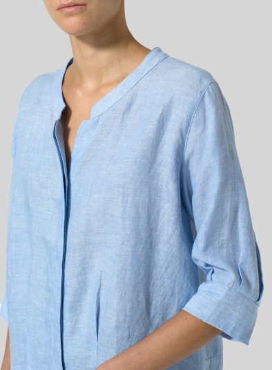 Linen Back Keyhole Blouse