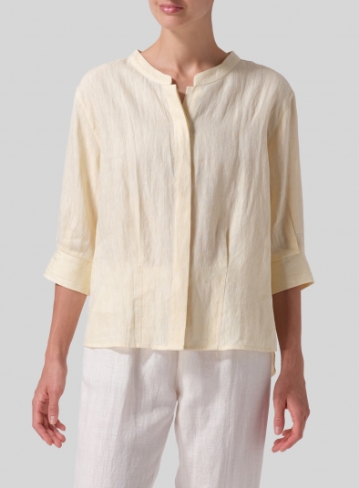 Linen Back Keyhole Blouse