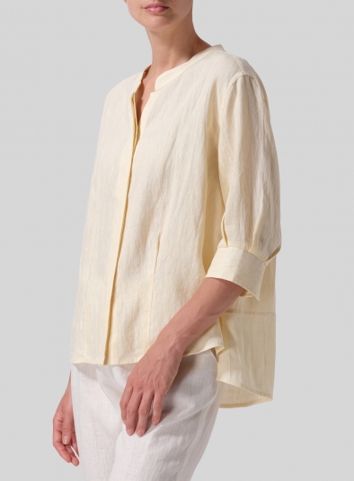 Linen Back Keyhole Blouse