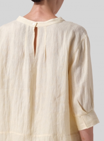Linen Back Keyhole Blouse