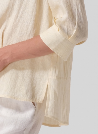Linen Back Keyhole Blouse