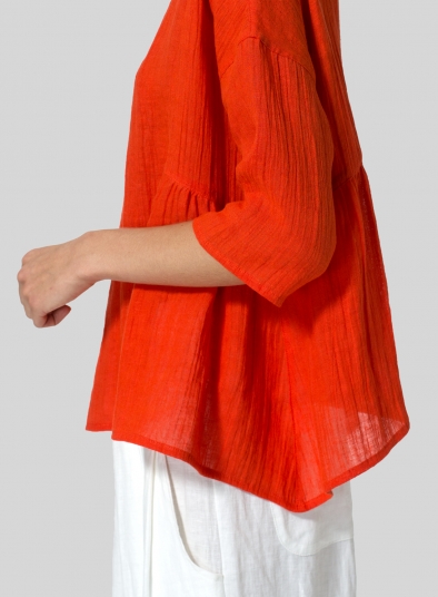 Linen Boxy Asymmetrical Hem Top