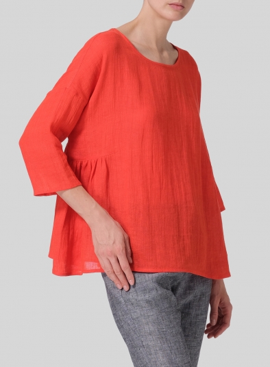 Linen Boxy Asymmetrical Hem Top