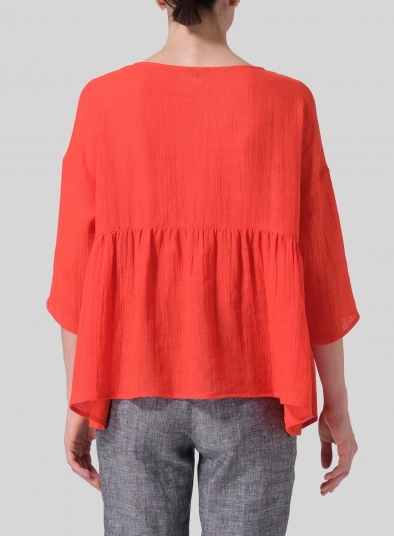 Linen Boxy Asymmetrical Hem Top