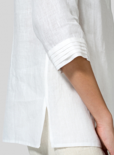 Linen V-neckline Pleated Top