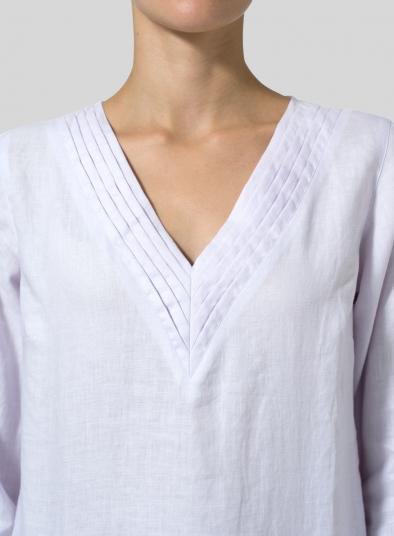 Linen V-neckline Pleated Tunics