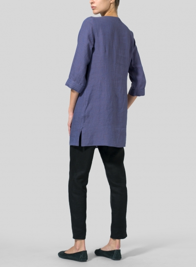 Linen V-neckline Pleated Tunics