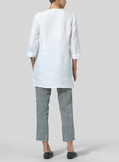 Linen V-neckline Pleated Tunics