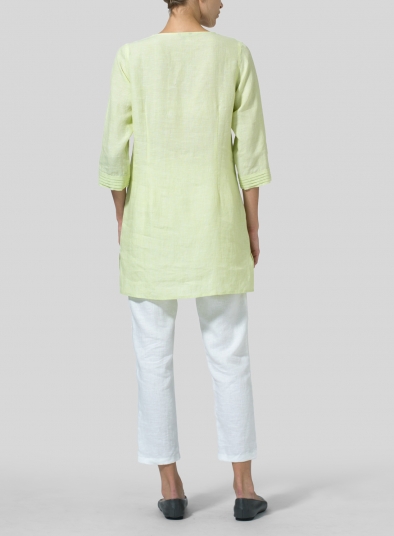 Linen V-neckline Pleated Tunics