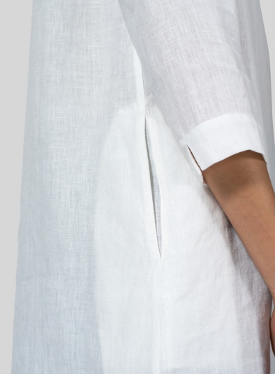Linen V-neck Mandarin Collar Tunic