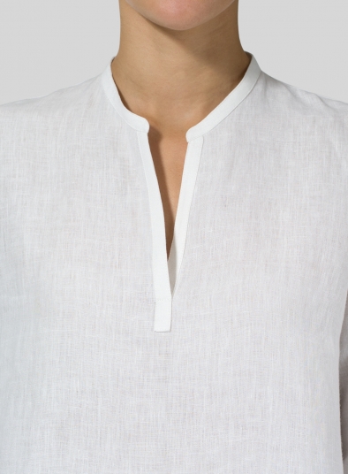 Linen V-neck Mandarin Collar Tunic
