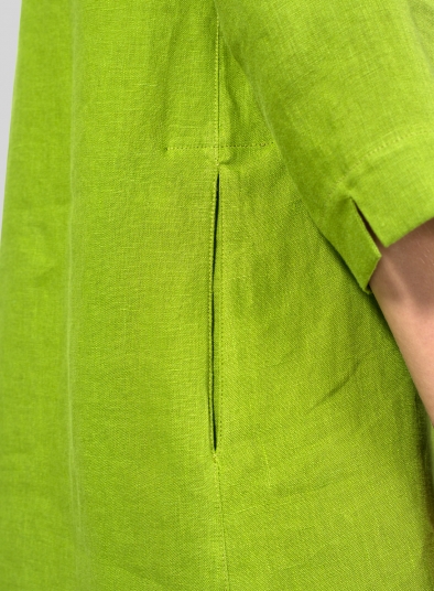 Linen V-neck Mandarin Collar Tunic