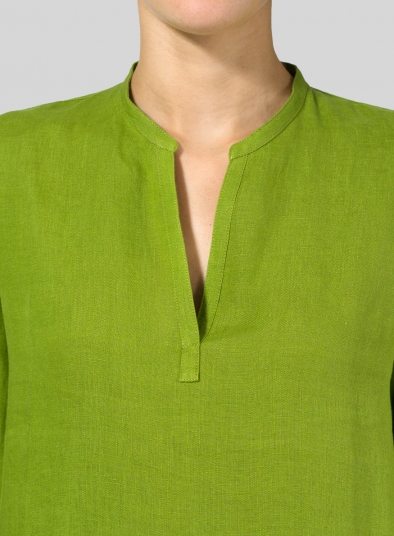 Linen V-neck Mandarin Collar Tunic