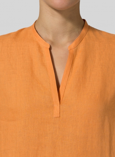Linen V-neck Mandarin Collar Tunic