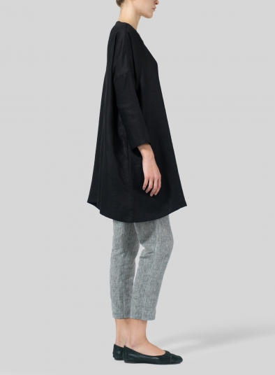 Linen Decolletage Neckline Long Tunic