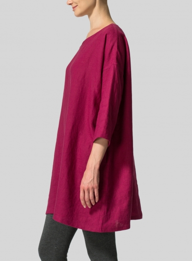 Linen Decolletage Neckline Long Tunic