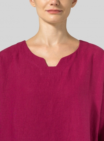 Linen Decolletage Neckline Long Tunic