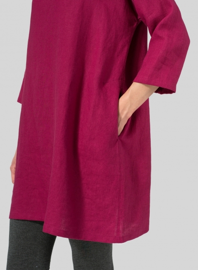 Linen Decolletage Neckline Long Tunic