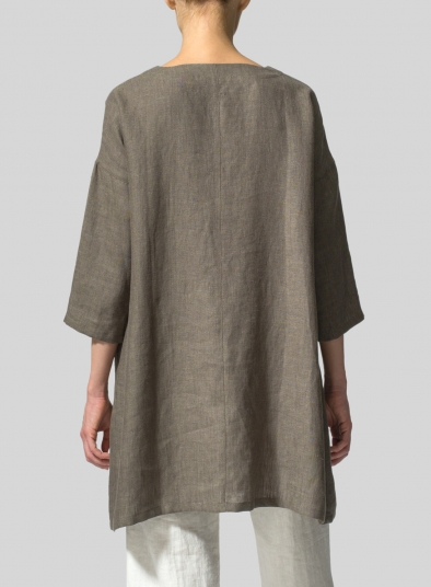 Linen Decolletage Neckline Long Tunic