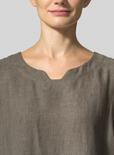 Linen Decolletage Neckline Long Tunic