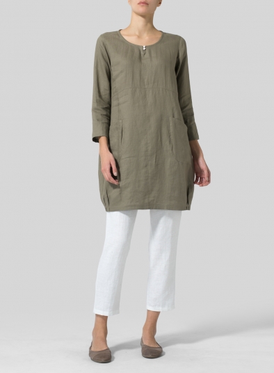 Linen Button Loop Balloon Tunic