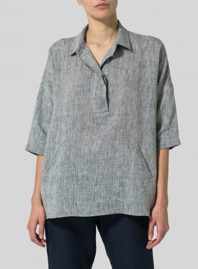 Linen Classic Collar Box Top