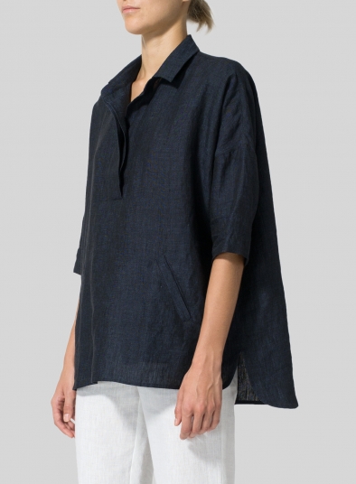 Linen Classic Collar Box Top