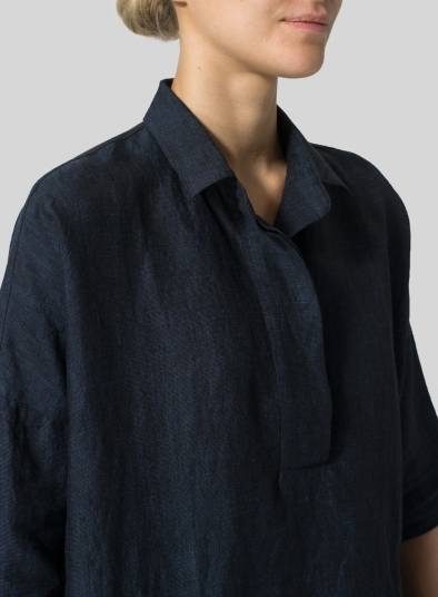 Linen Classic Collar Box Top