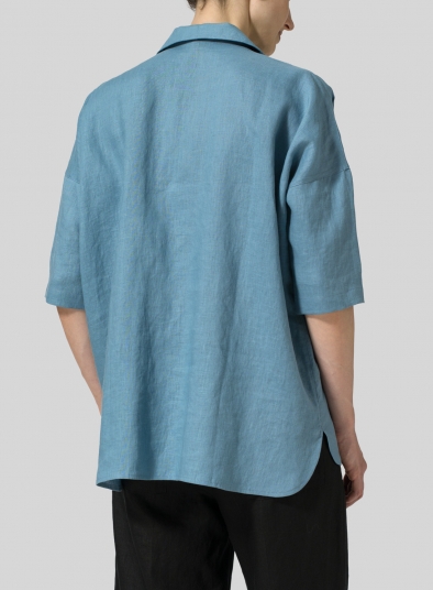 Linen Classic Collar Box Top