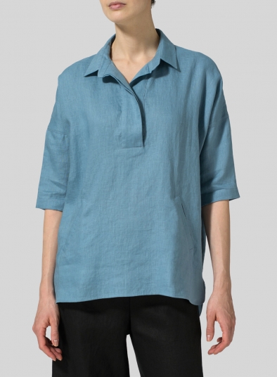 Linen Classic Collar Box Top