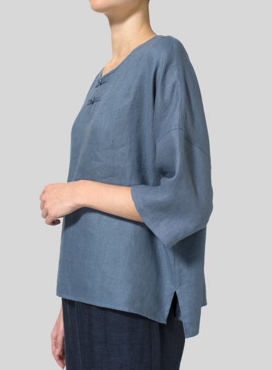 Linen Handmade Knot Button Box Top