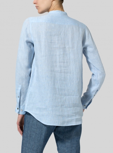 Linen Mandarin Collar Shirt