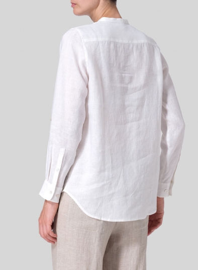 Linen Mandarin Collar Shirt