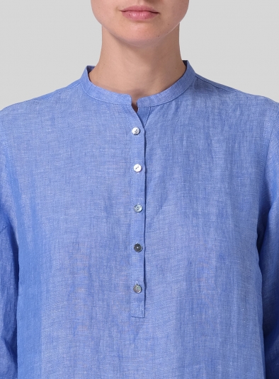 Linen Mandarin Collar Shirt