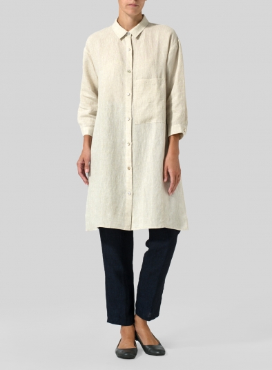 Linen Half-Sleeve Long Shirt