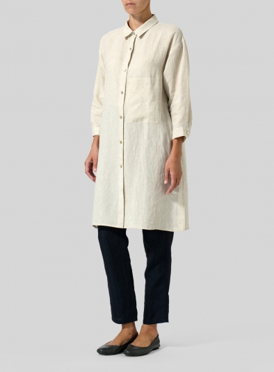 Linen Half-Sleeve Long Shirt