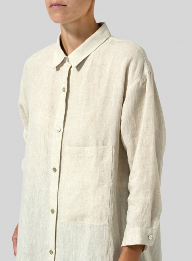 Linen Half-Sleeve Long Shirt