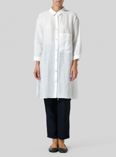 Linen Half-Sleeve Long Shirt