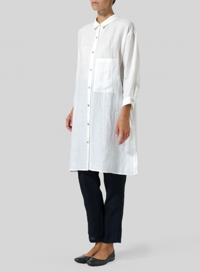Linen Half-Sleeve Long Shirt