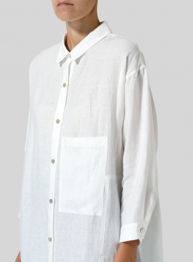 Linen Half-Sleeve Long Shirt
