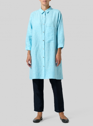Linen Half-Sleeve Long Shirt