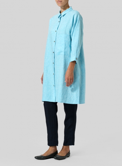 Linen Half-Sleeve Long Shirt