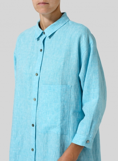 Linen Half-Sleeve Long Shirt