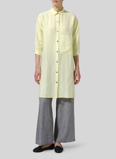 Linen Half-Sleeve Long Shirt