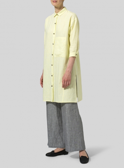 Linen Half-Sleeve Long Shirt