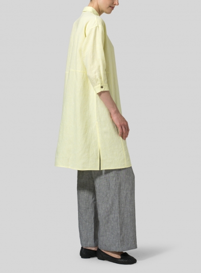 Linen Half-Sleeve Long Shirt