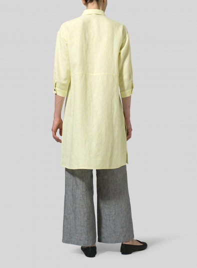 Linen Half-Sleeve Long Shirt