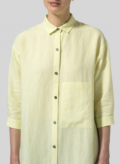 Linen Half-Sleeve Long Shirt