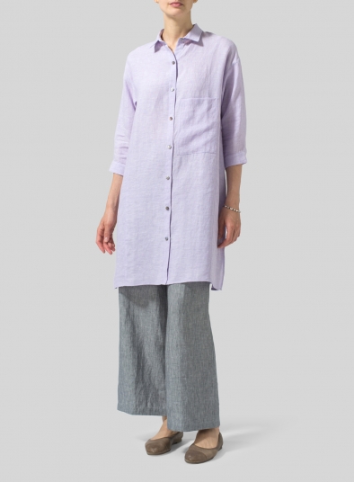 Linen Half-Sleeve Long Shirt