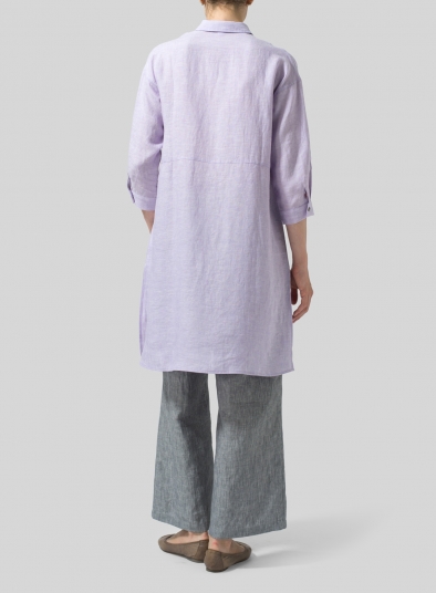 Linen Half-Sleeve Long Shirt